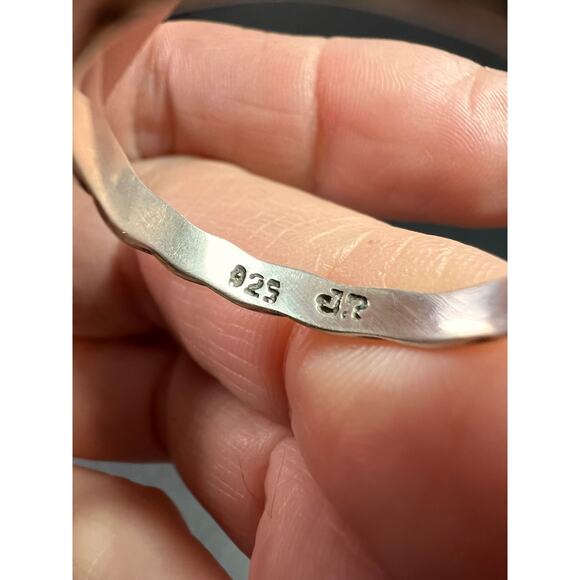 Sterling Silver Braided Band Ring with Lab Opal – Size 9 - Picture 5 of 16